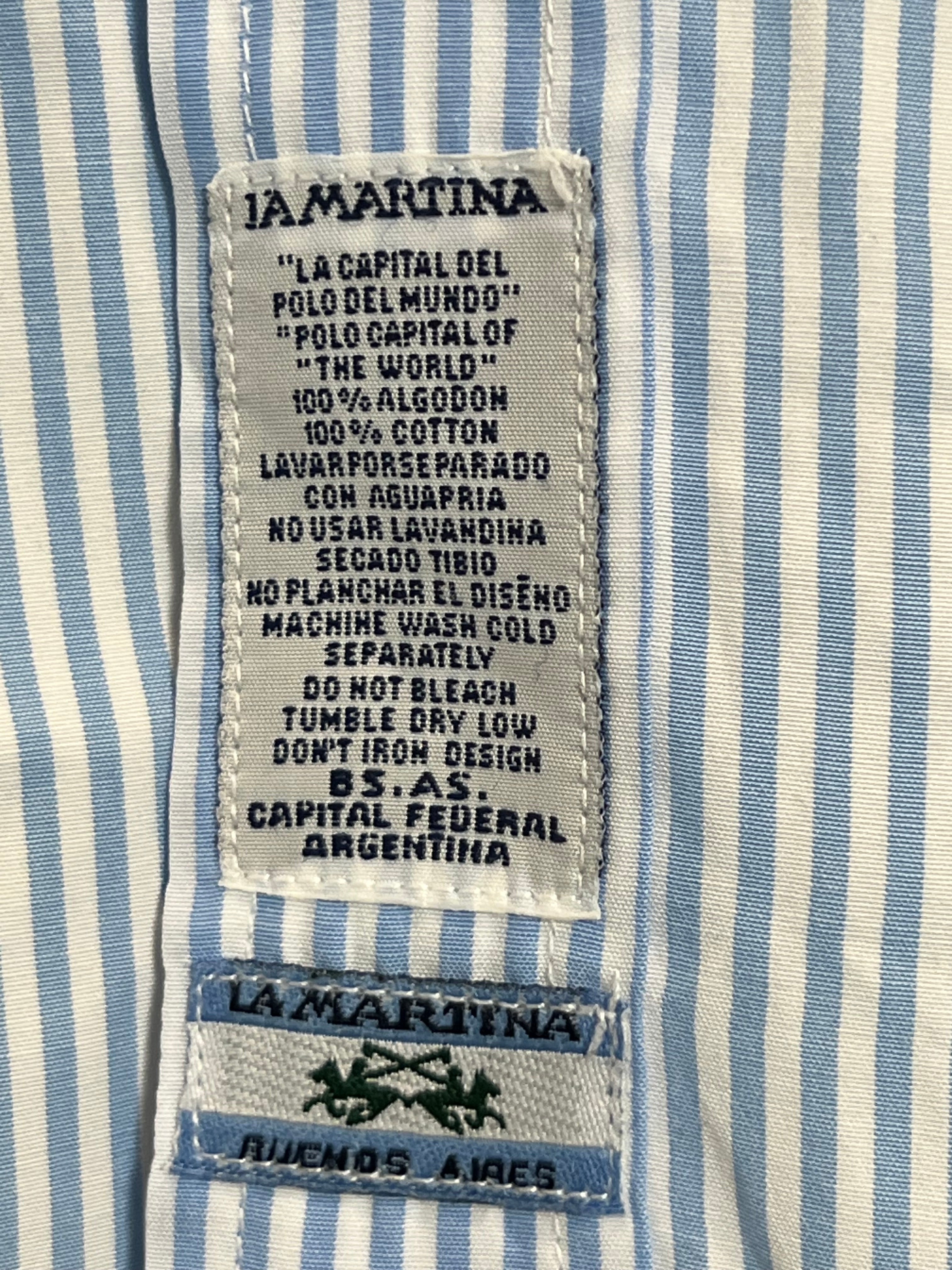 LaMartina светлосиня раирана риза с нашивки