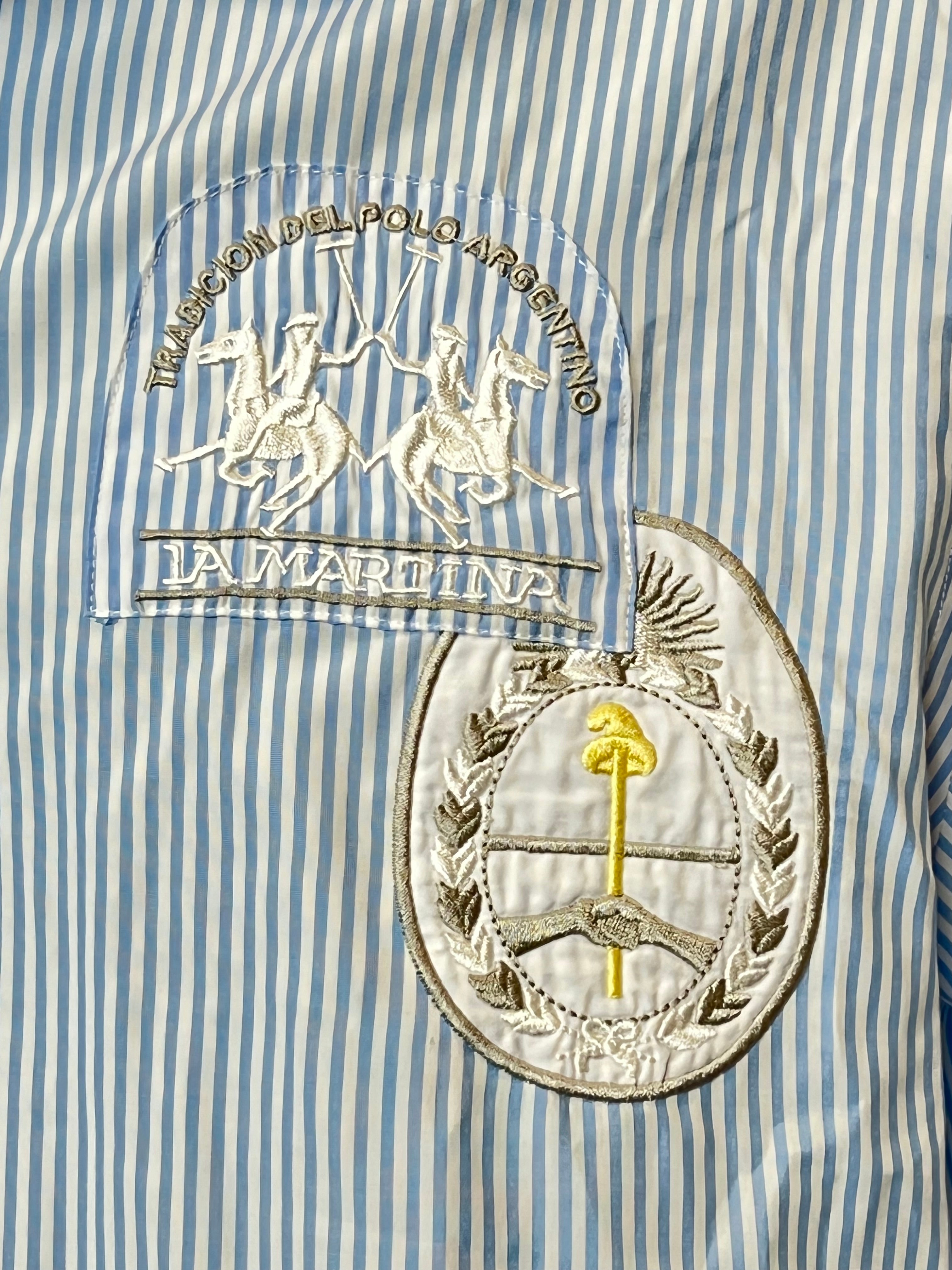 LaMartina светлосиня раирана риза с нашивки