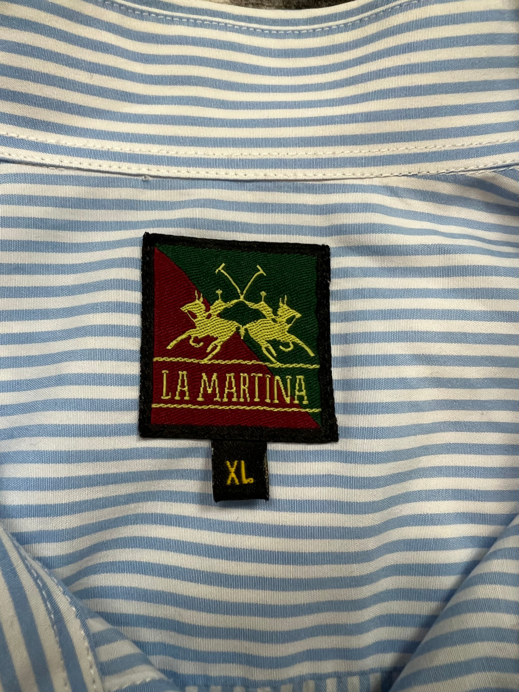 LaMartina светлосиня раирана риза с нашивки