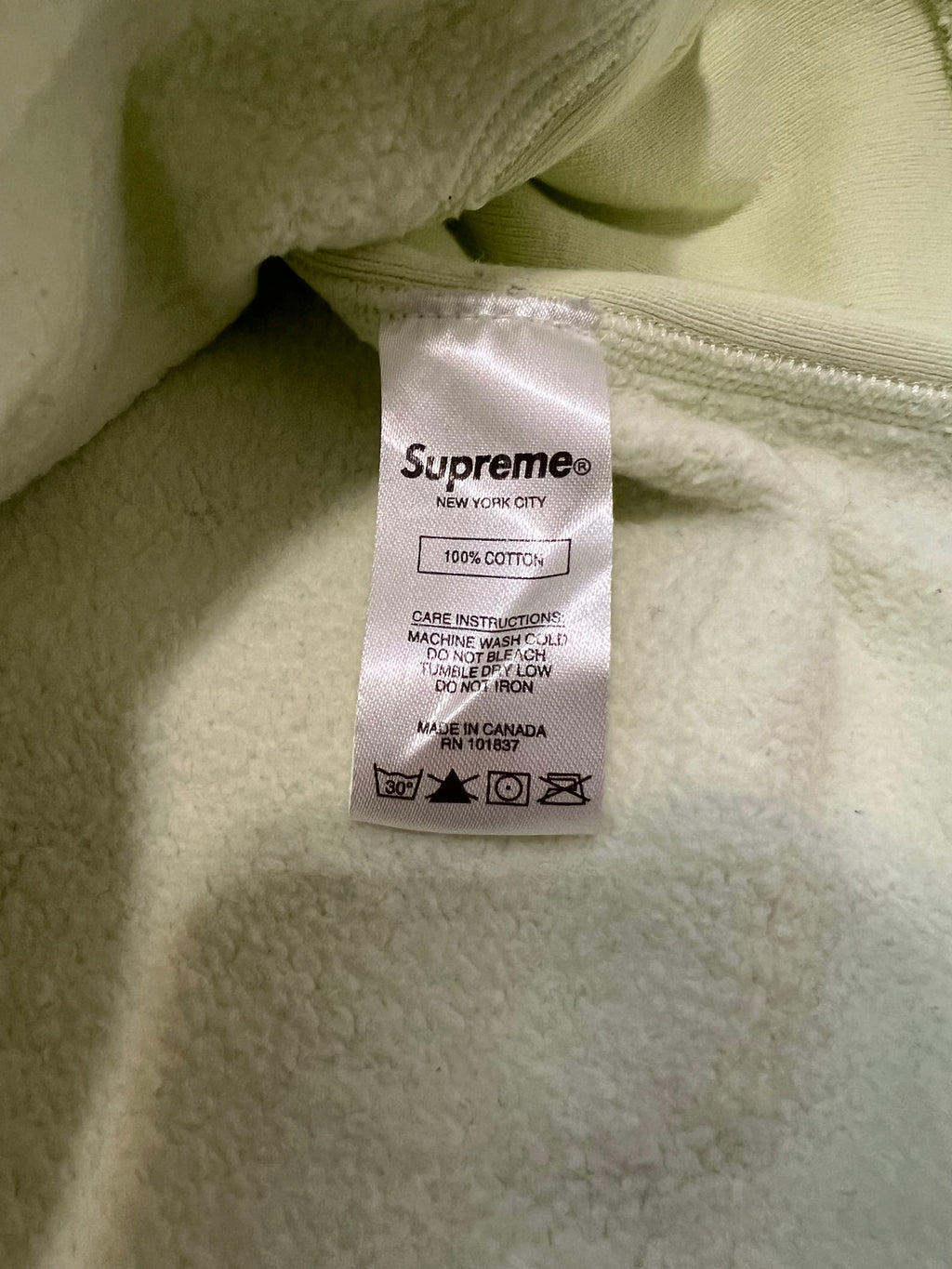 Supreme pale lime hoodie fw17