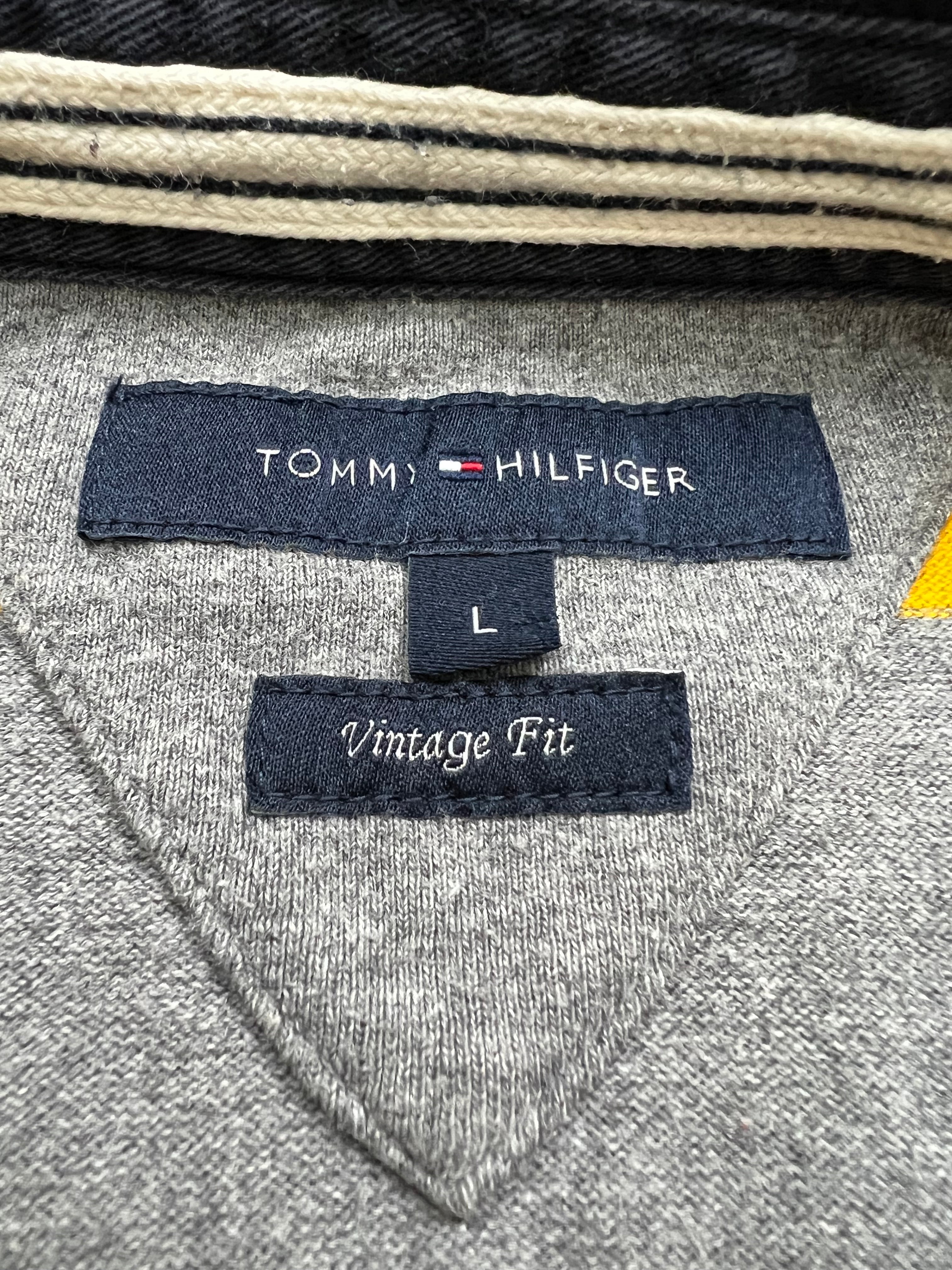 Tommy Hilfiger блуза на жълто-сиви раета с яка
