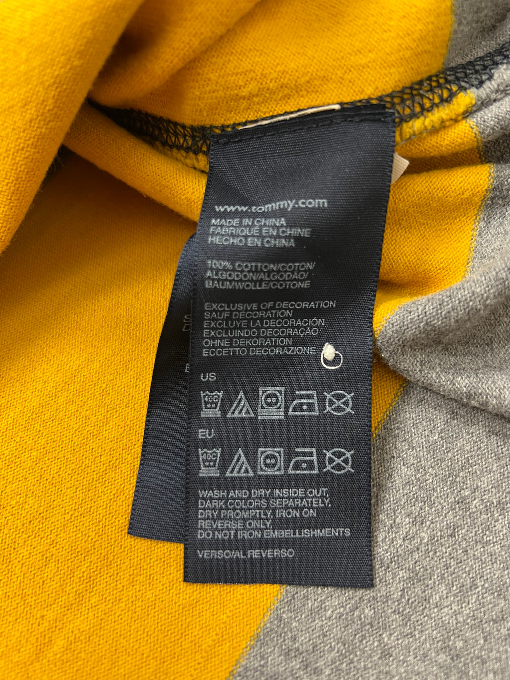 Tommy Hilfiger блуза на жълто-сиви раета с яка