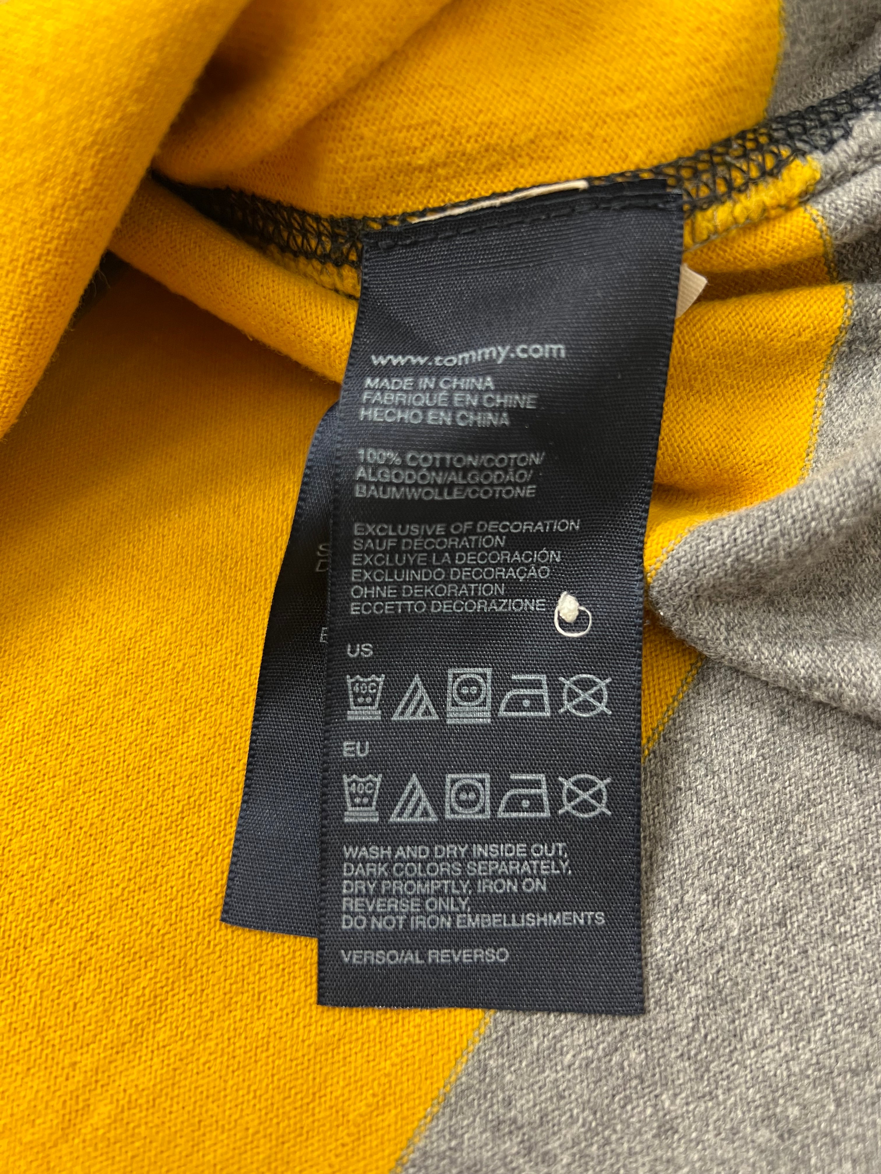 Tommy Hilfiger блуза на жълто-сиви раета с яка