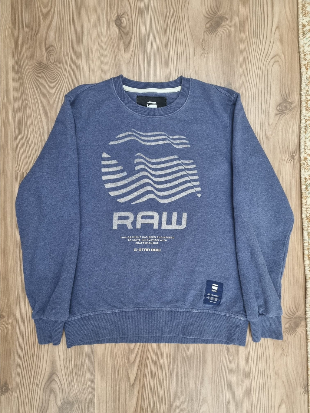 GStar Raw синя блуза сива щампа