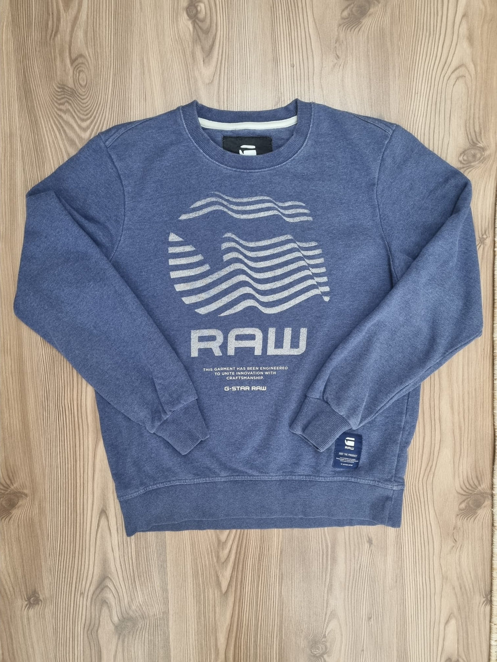 GStar Raw синя блуза сива щампа