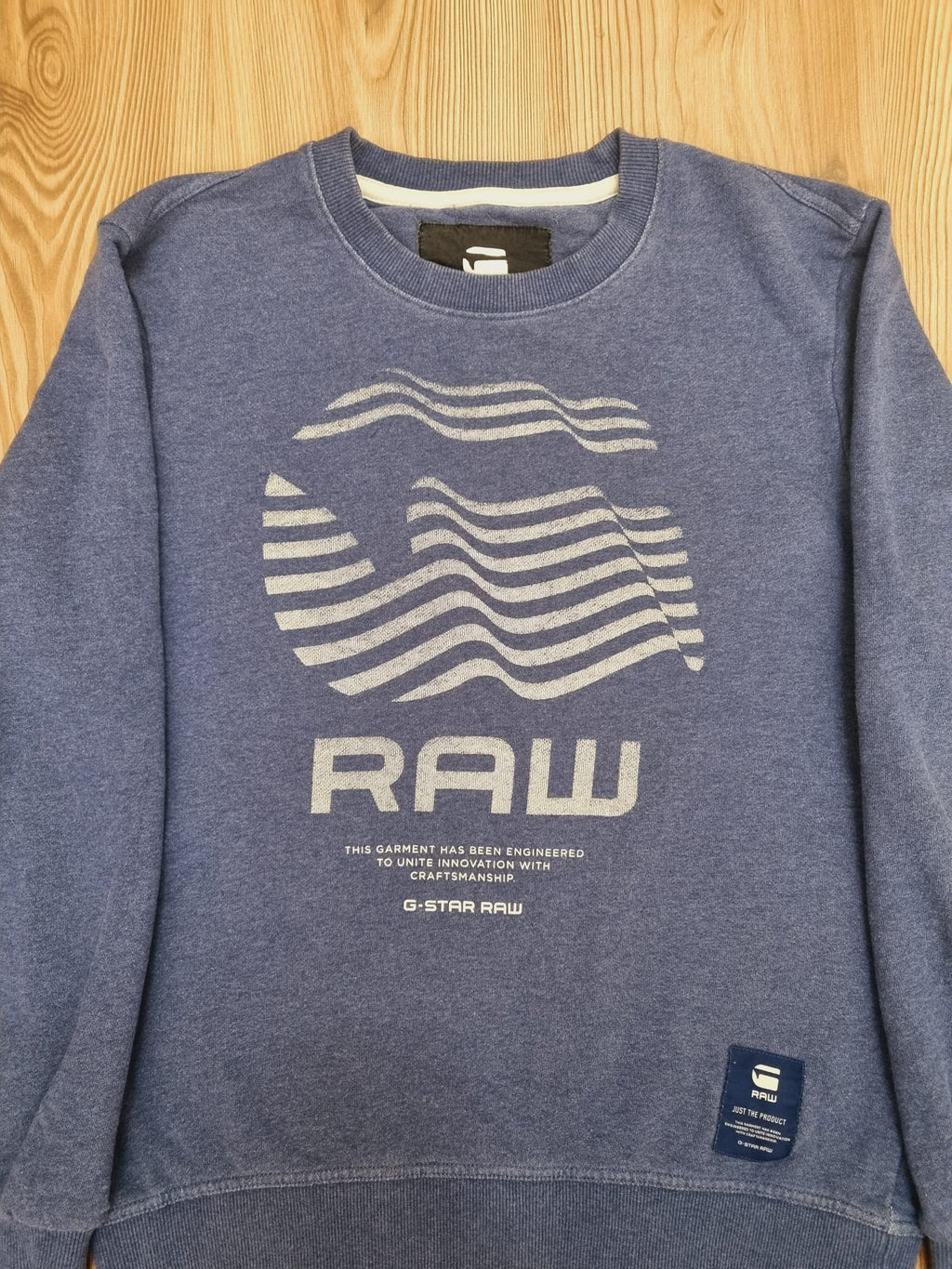 GStar Raw синя блуза сива щампа