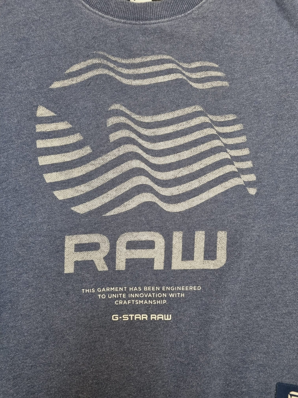 GStar Raw синя блуза сива щампа