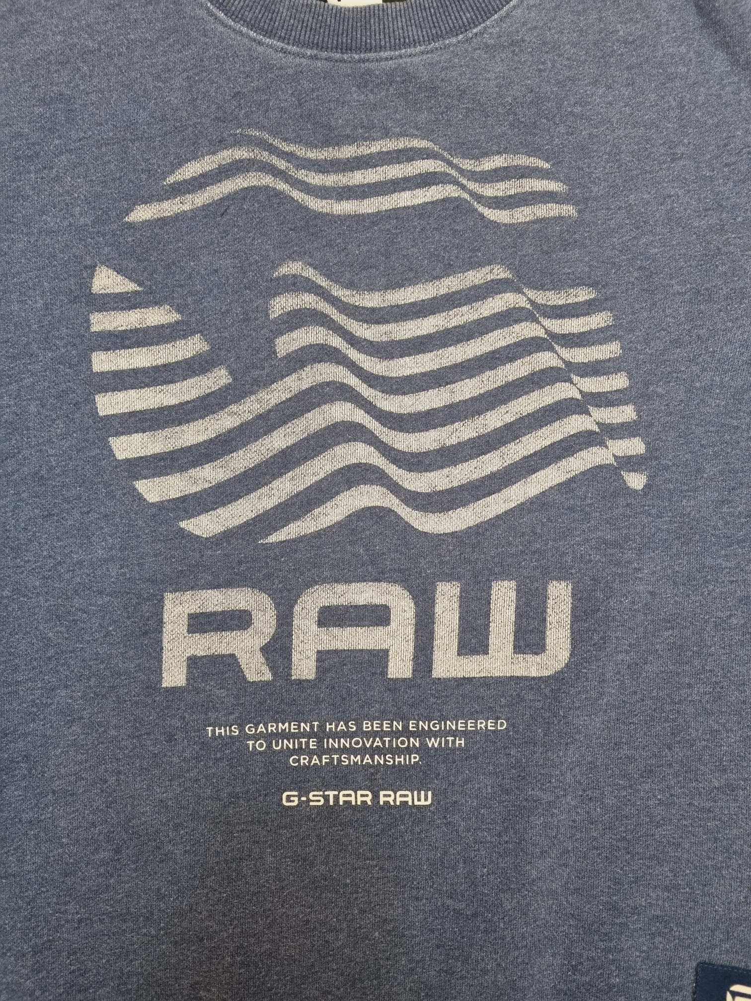 GStar Raw синя блуза сива щампа
