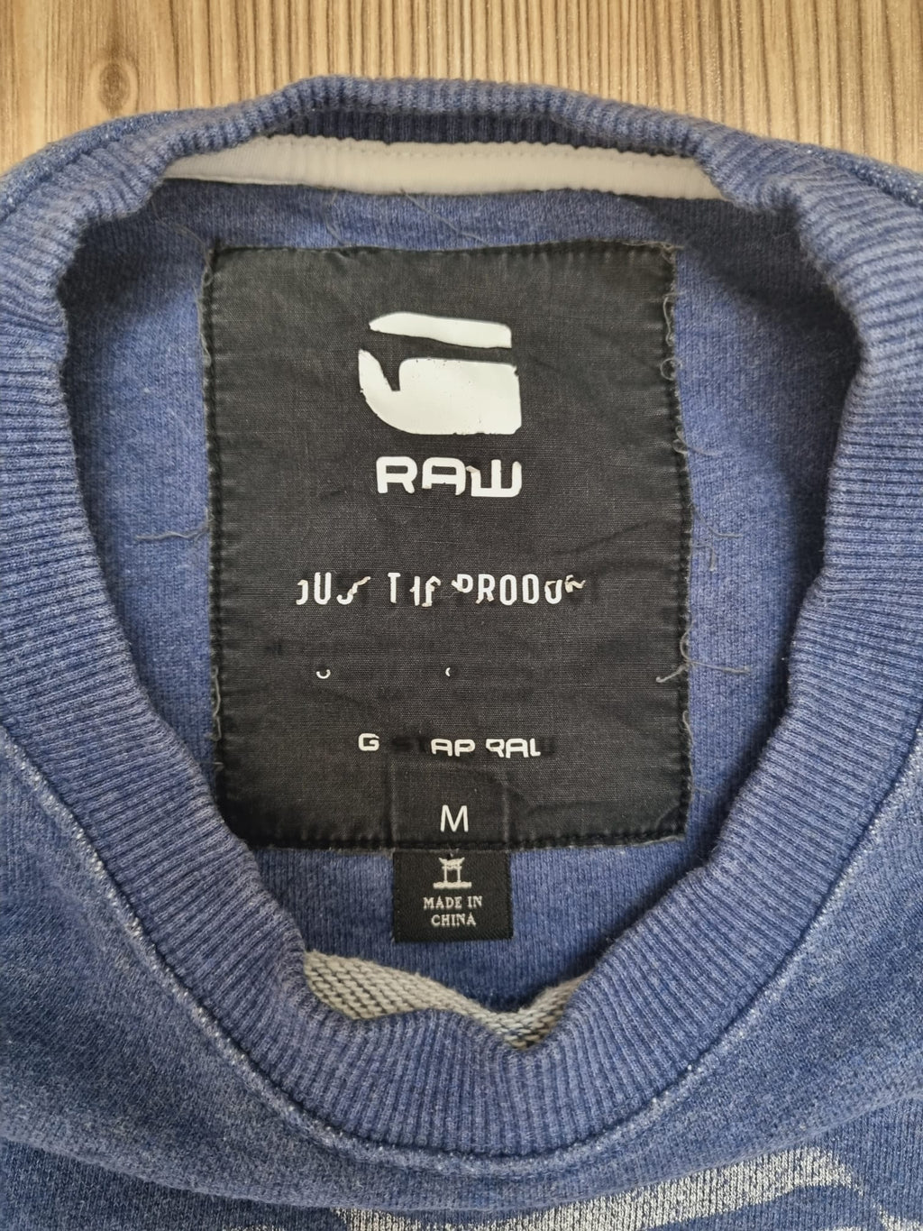 GStar Raw синя блуза сива щампа