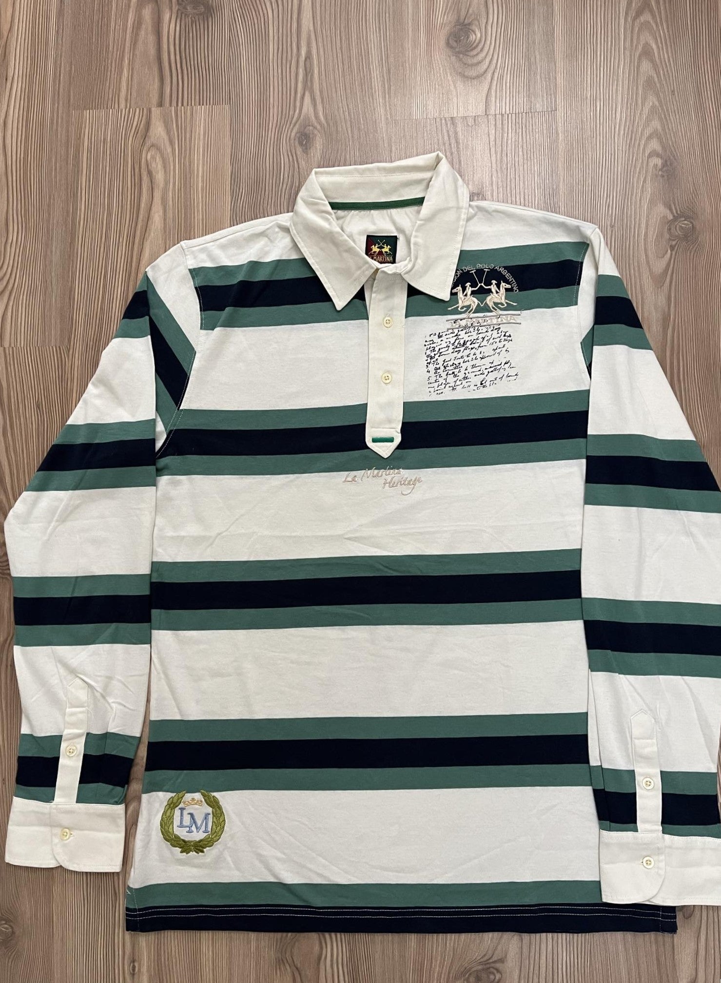 La Martina бяла раирана блуза с яка