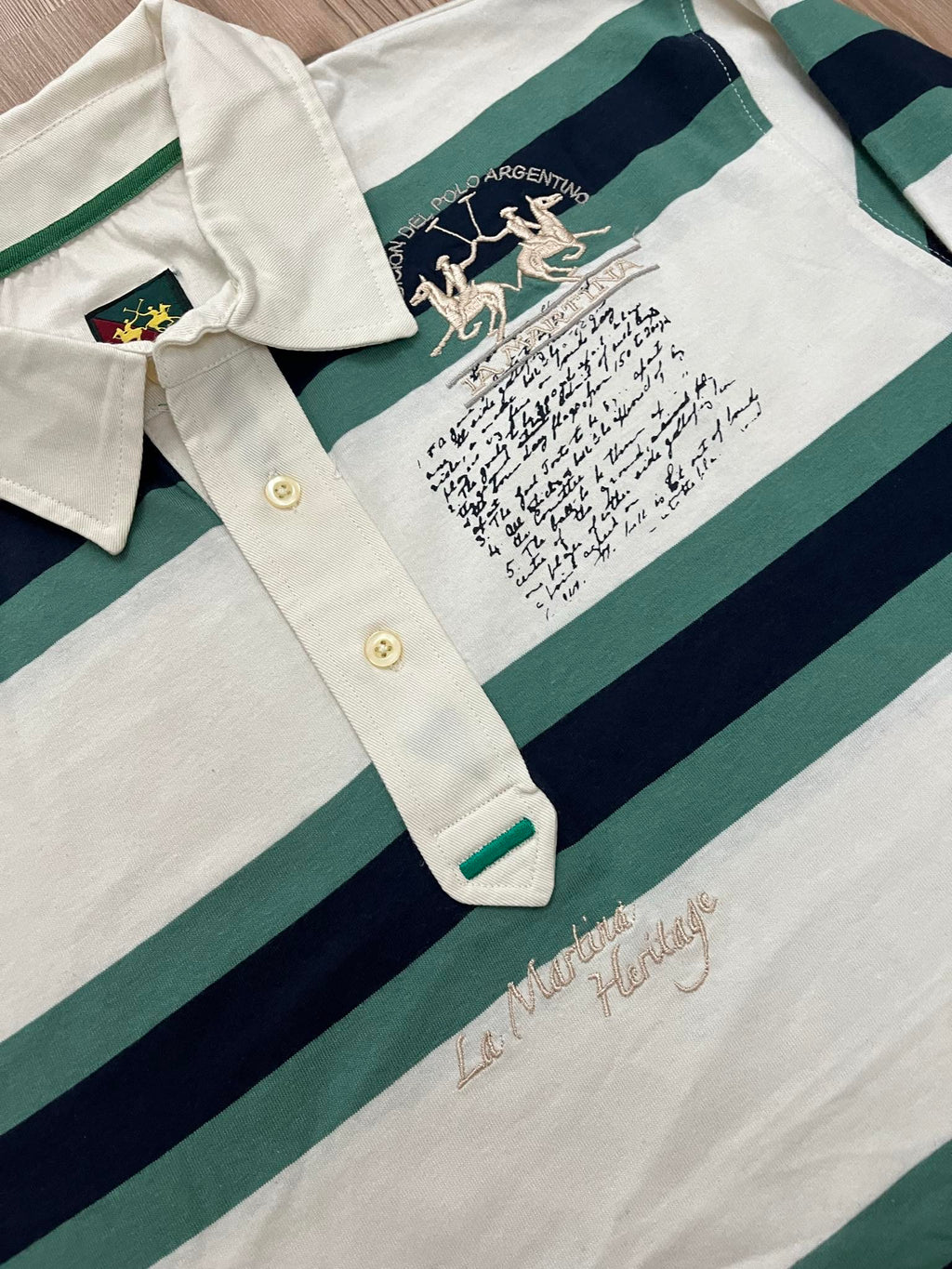 La Martina бяла раирана блуза с яка