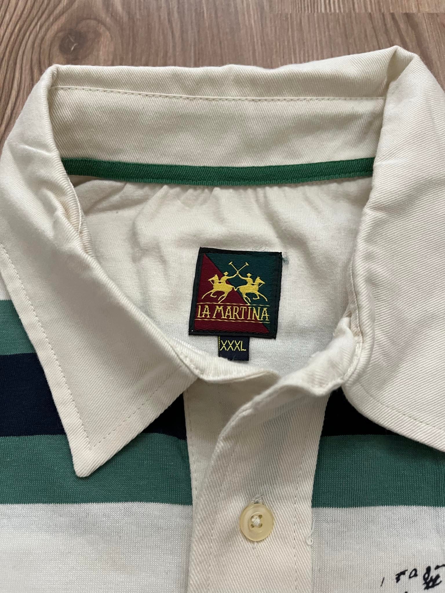 La Martina бяла раирана блуза с яка