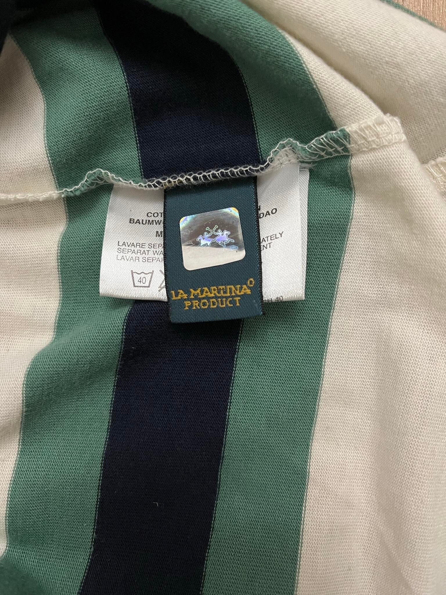 La Martina бяла раирана блуза с яка