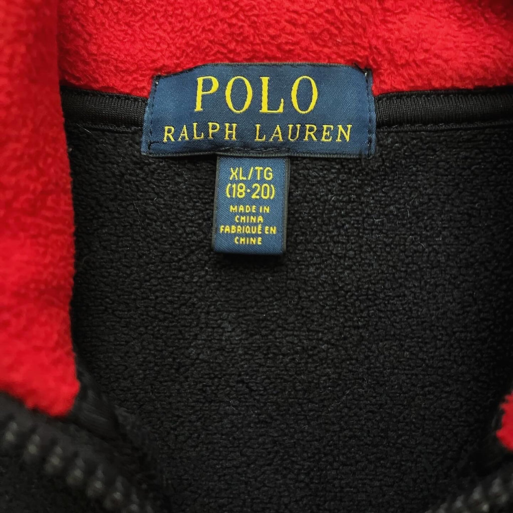 Polo леко тъмносино поларно горнище с  червена яка и 1/4 цип