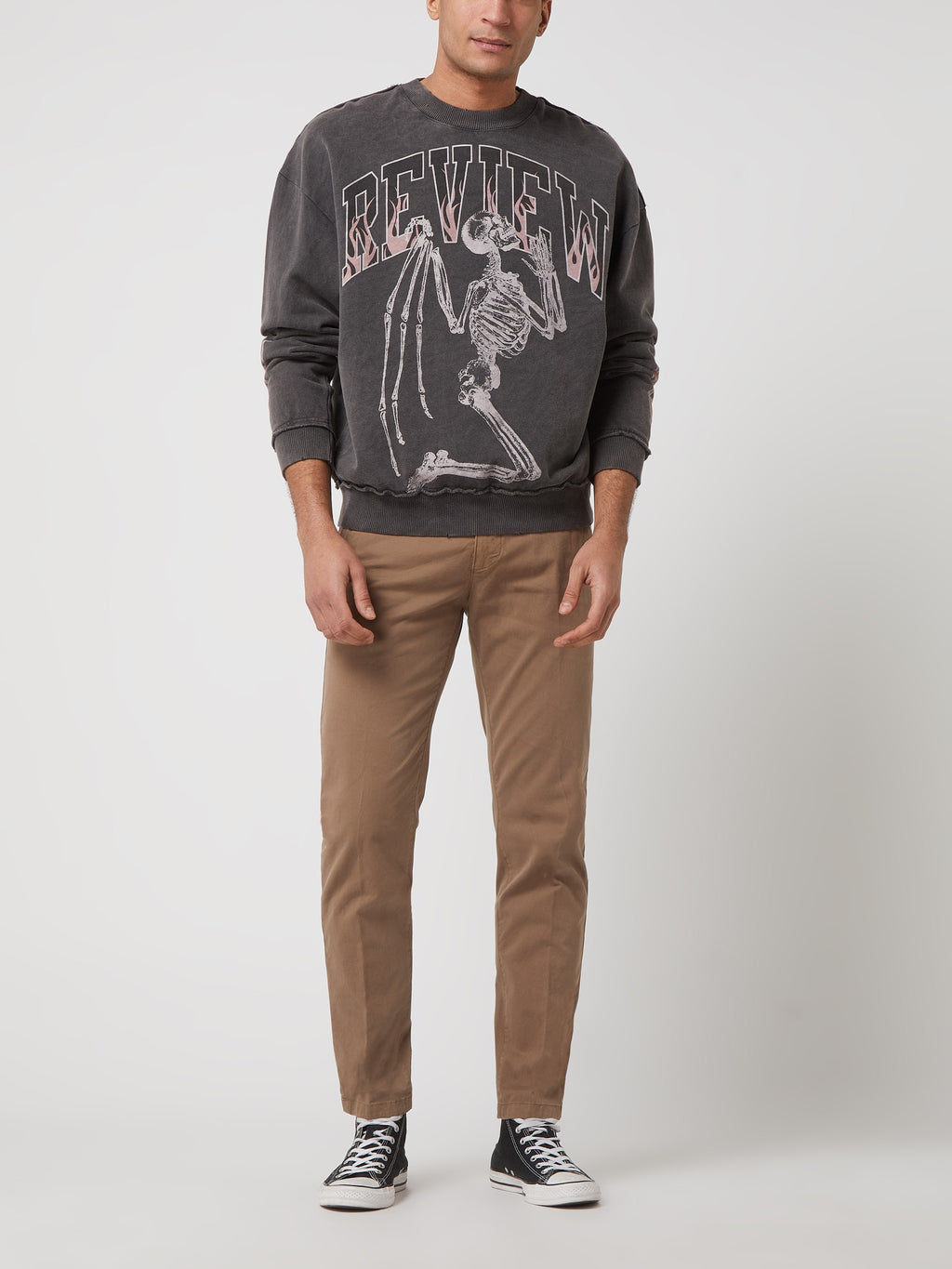 Review сива блуза щампа със скелет