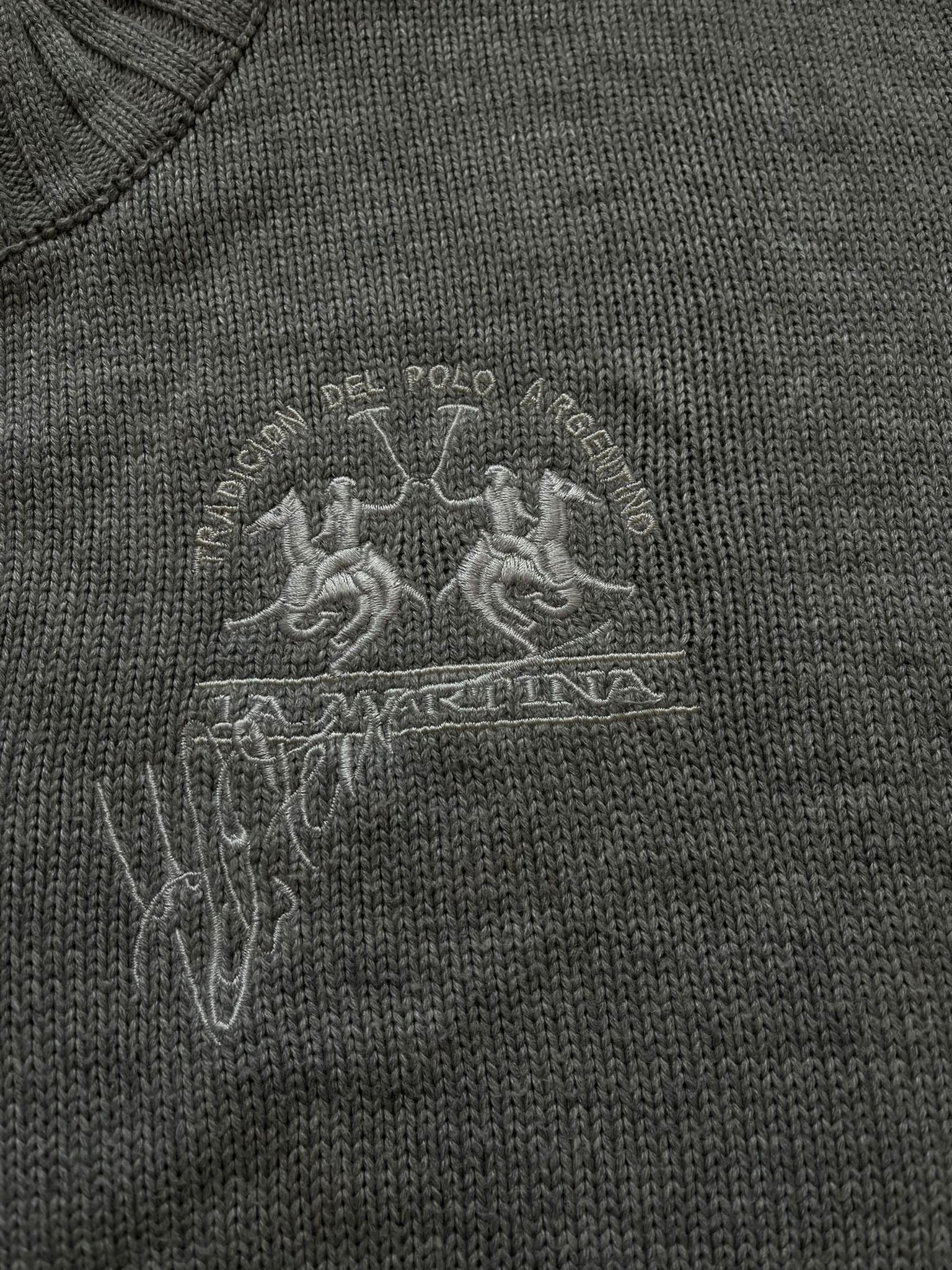 La Martina сив пуловер с цип и много детайли