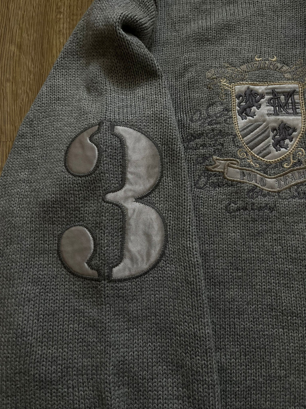 La Martina сив пуловер с цип и много детайли