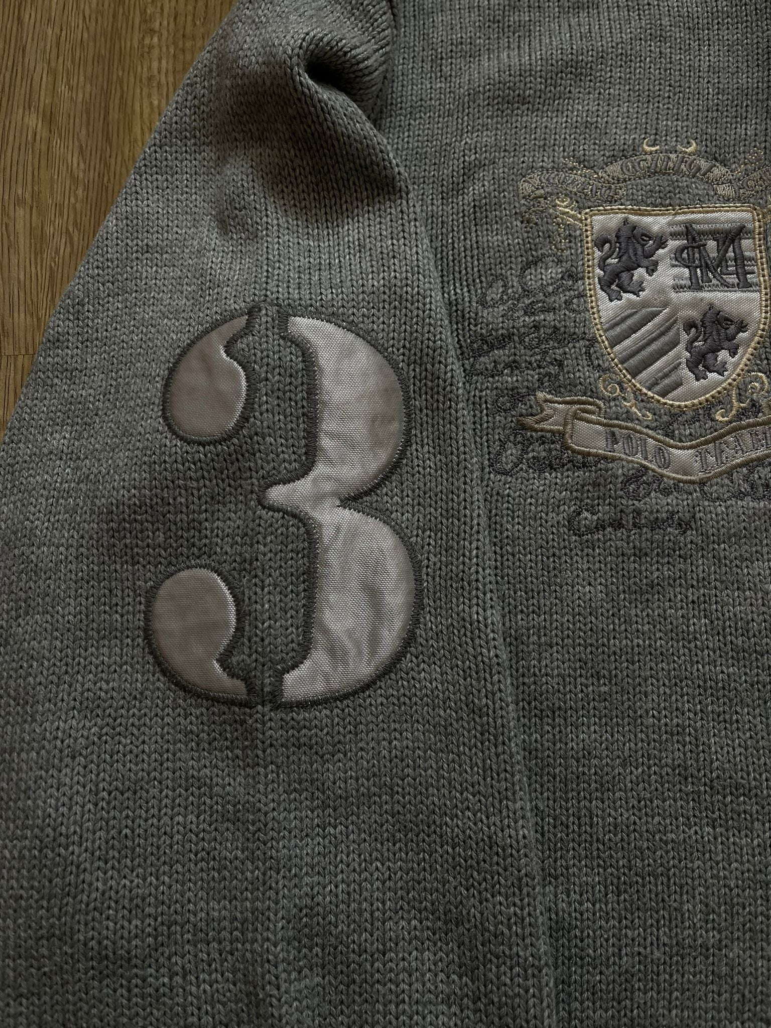 La Martina сив пуловер с цип и много детайли