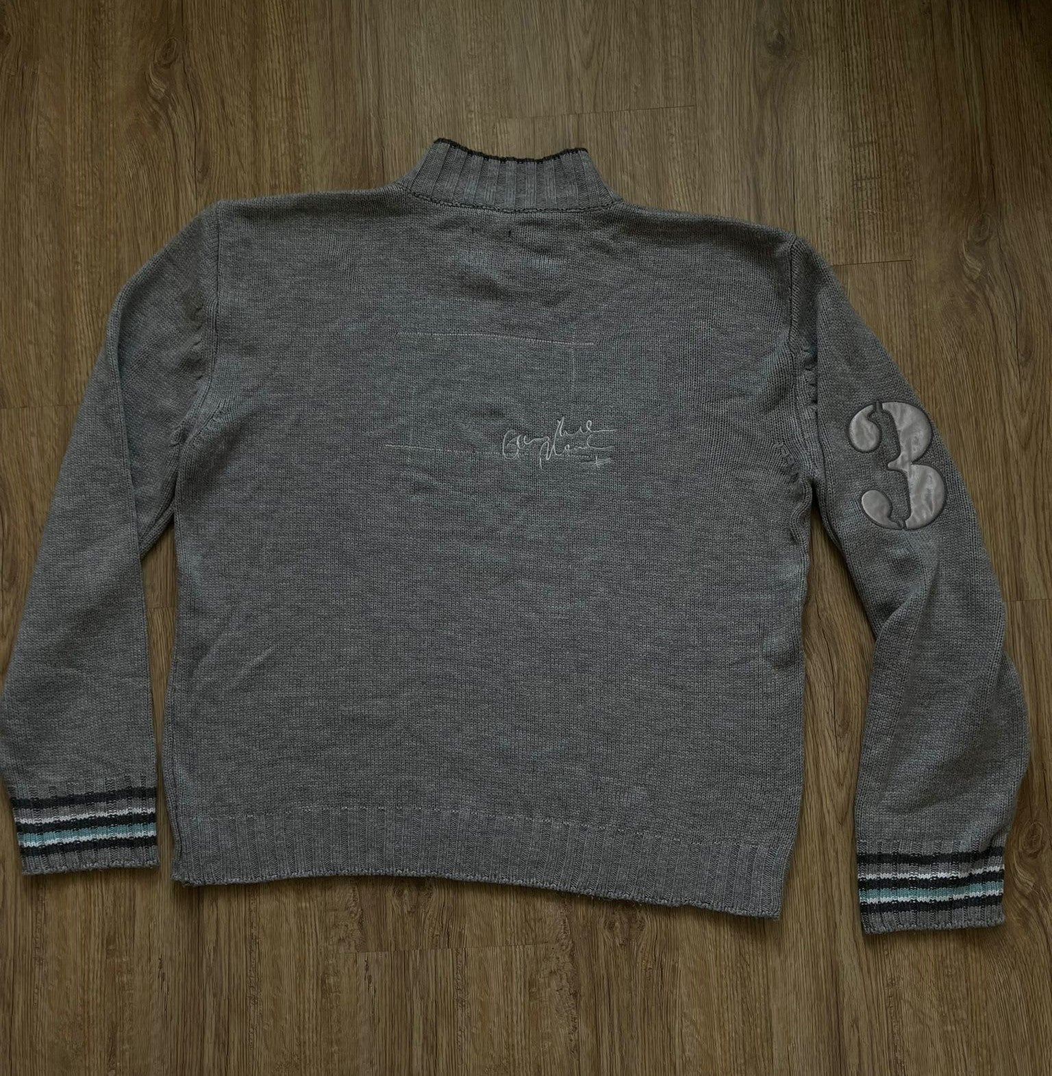 La Martina сив пуловер с цип и много детайли