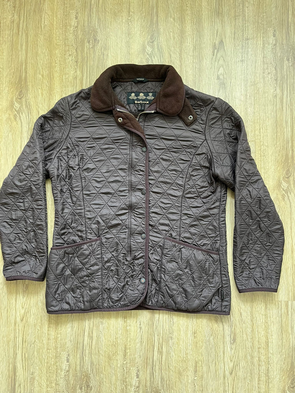 Barbour кафяво дамско ватирано яке с пухкава яка