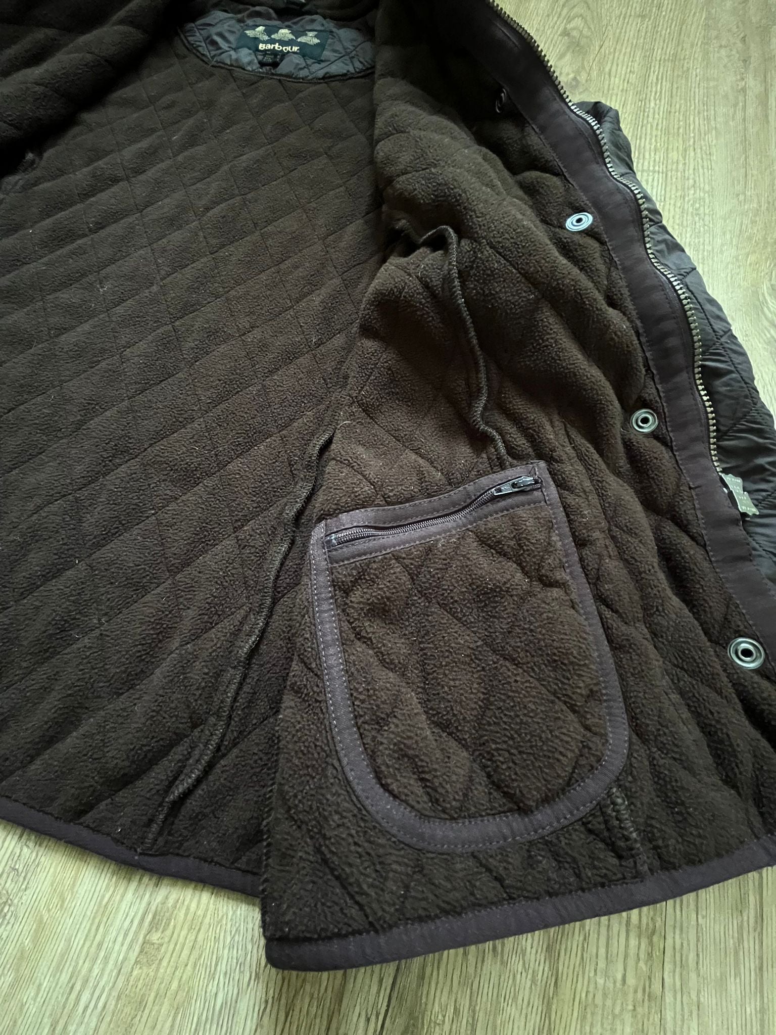 Barbour кафяво дамско ватирано яке с пухкава яка